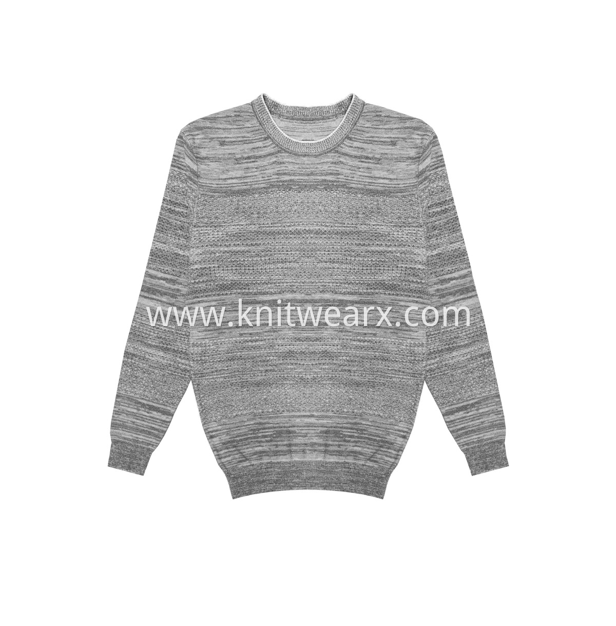 Men's Knitted Sweater Charcoal AB Yarn Crewneck Pullover
